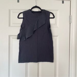 Proenza Schouler Black Ruffle Tank Top